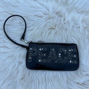 Bright PEACE Studded Wristlet